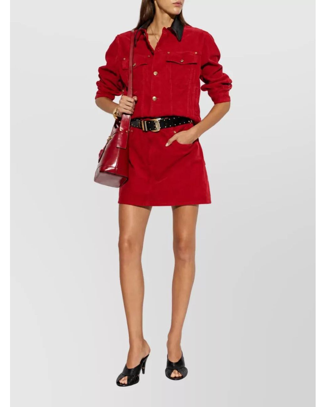 Versace Red Denim Mini Skirt