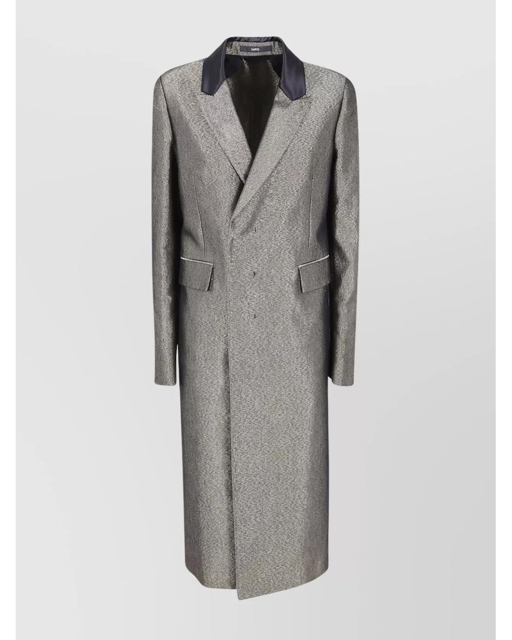 SAPIO Gray Cotton Double Breasted Coat