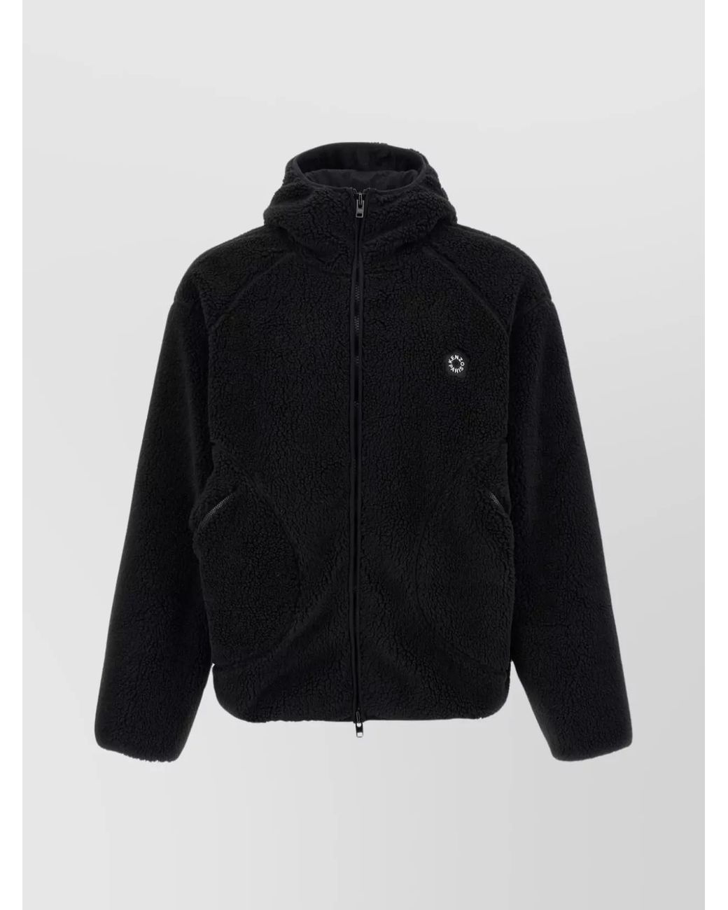 KENZO Black Fleece Zip-Up Hoodie for men