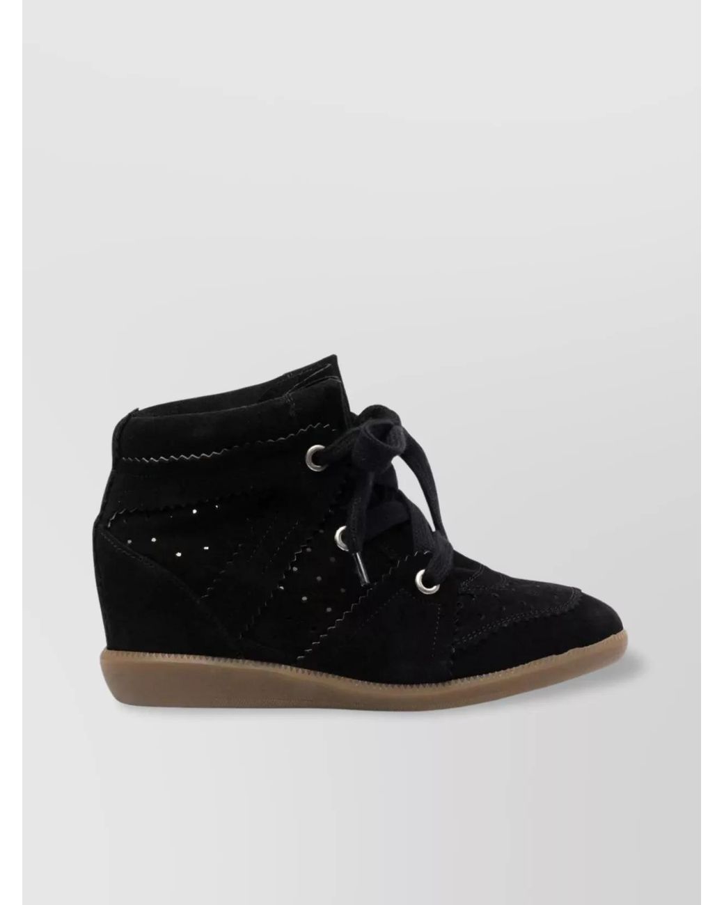 Isabel Marant Black Leather Wedge Hi-Top Sneakers