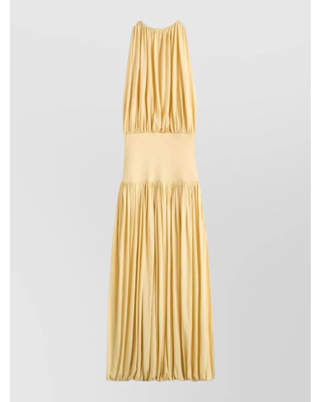 Totême Metallic Gathered Panelled Sleeveless Maxi Dress