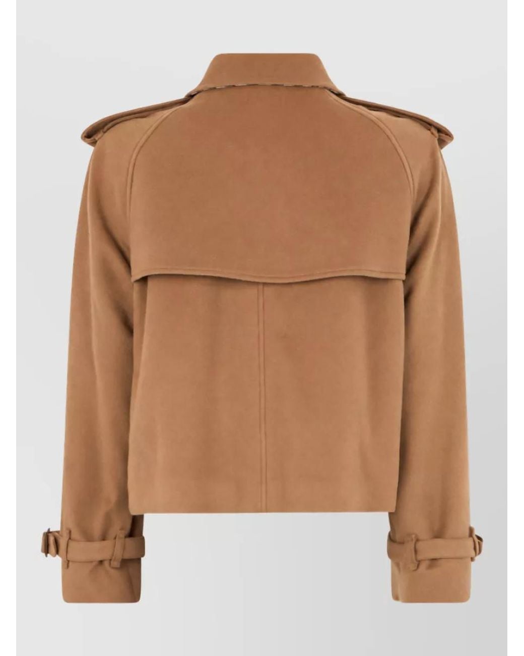 Burberry Brown Cashmere Cropped Double-Breasted Trench Coat
