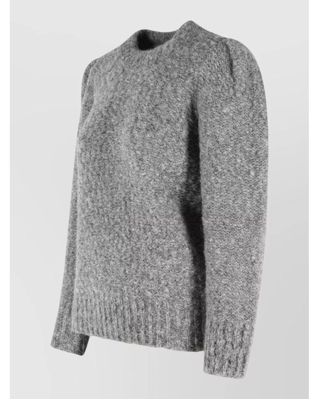 Isabel Marant Gray Wool Blend Textured Knit Crew Neck Sweater