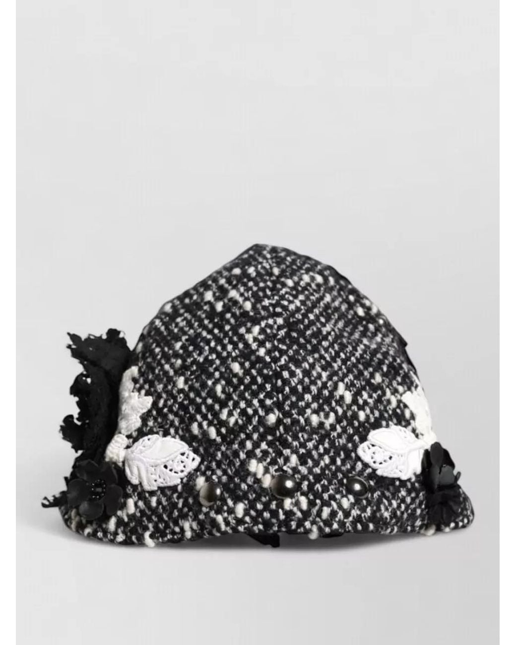 Dolce & Gabbana Gray Floral Appliqué Cloche Hat