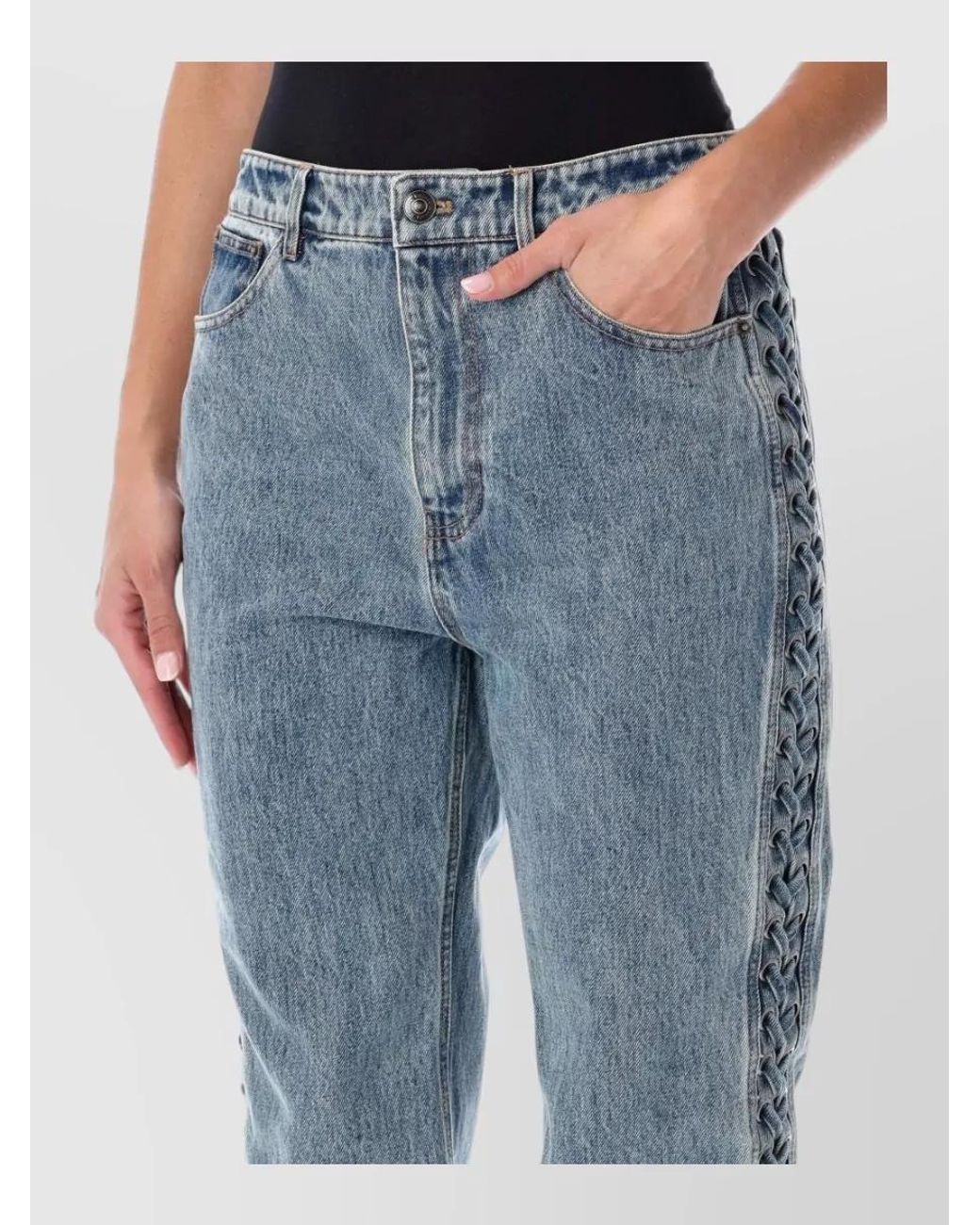 ROTATE BIRGER CHRISTENSEN Blue Laced Straight-Leg Jeans