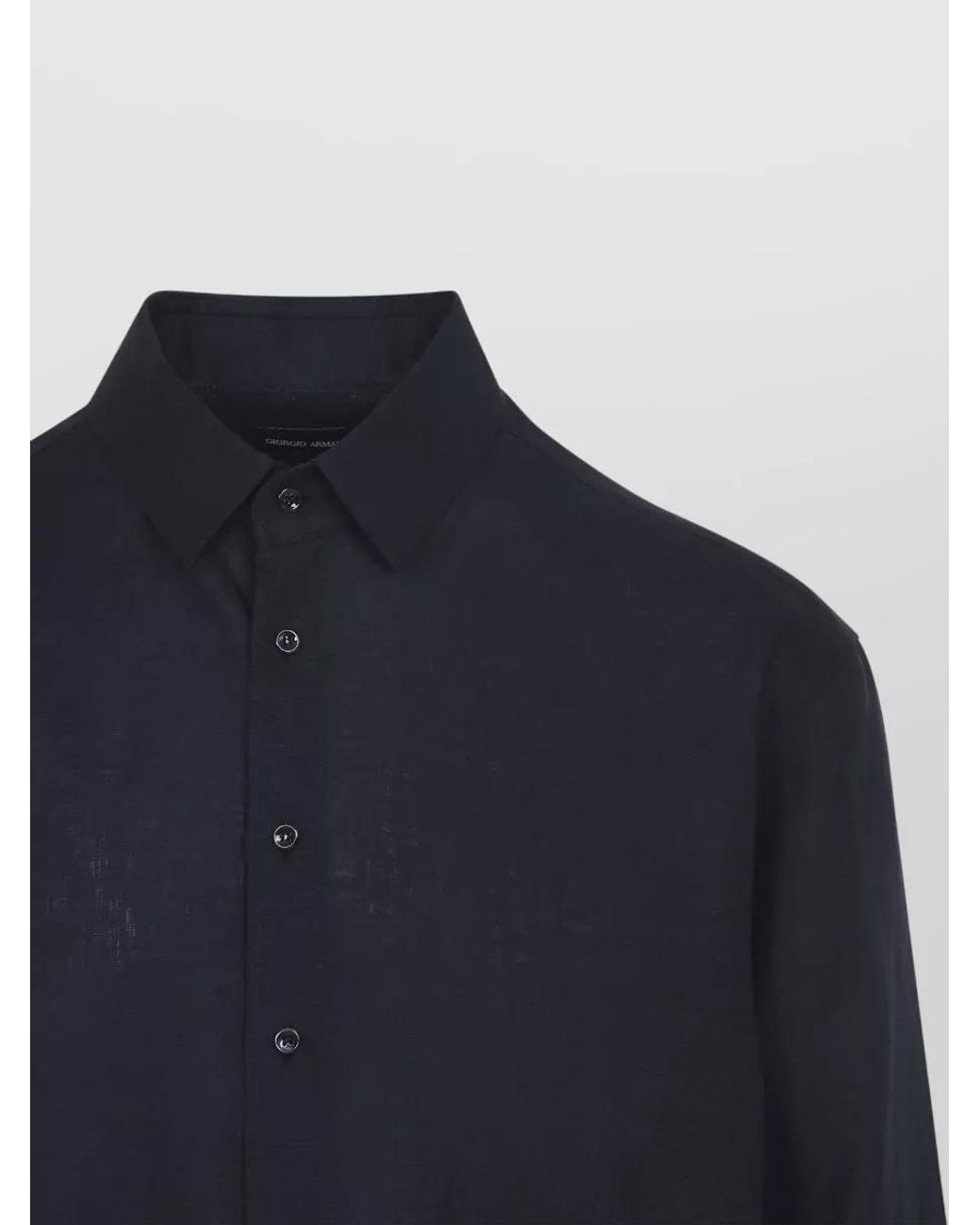 Giorgio Armani Blue Linen Long-Sleeve Shirt for men