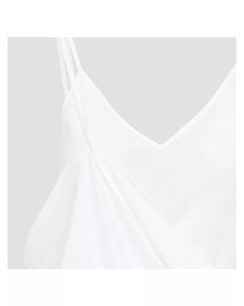 MM6 by Maison Margiela White Silk Draped V-Neck Mini Dress