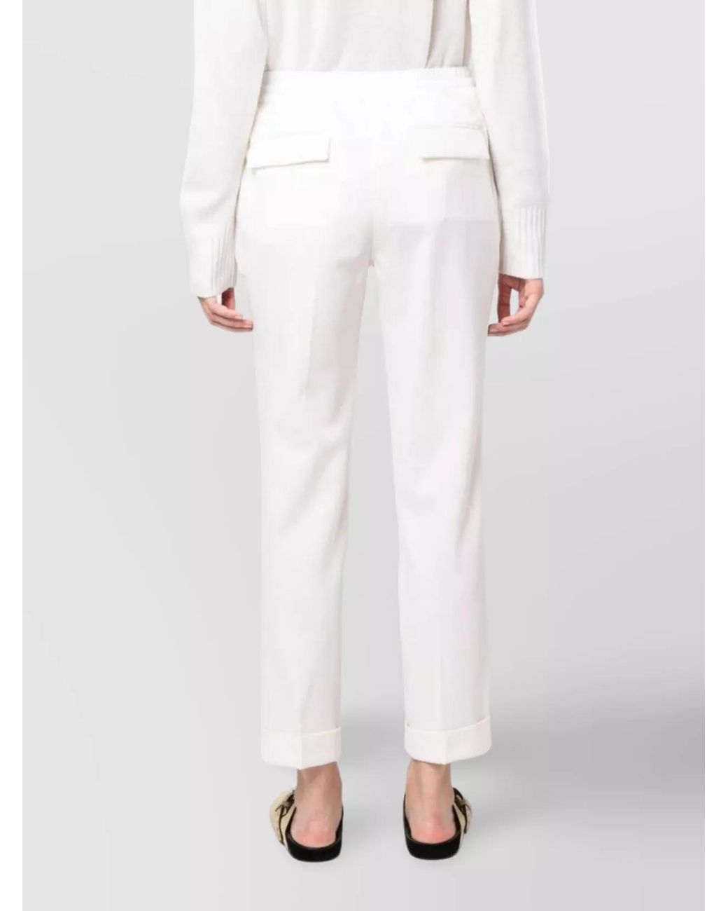 P.A.R.O.S.H. White Wool Mid-Rise Tapered Track Pants
