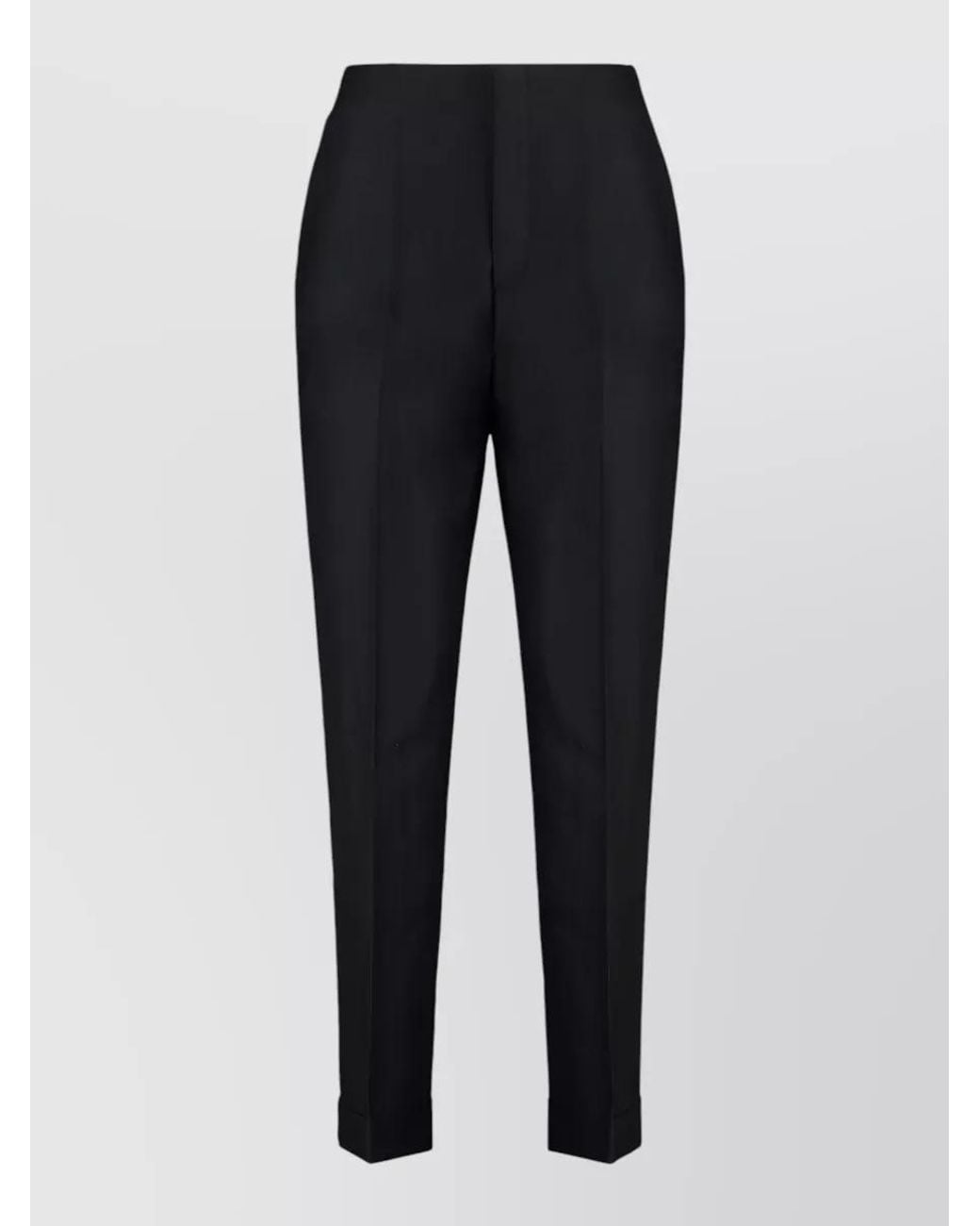 Alberta Ferretti Blue Wool Silk Tapered Trousers