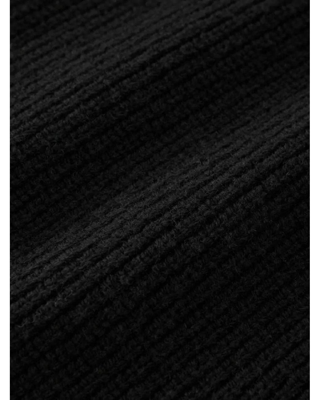 Studio Nicholson Black Merino Wool Ribbed High Neck Zip-Up Cardigan