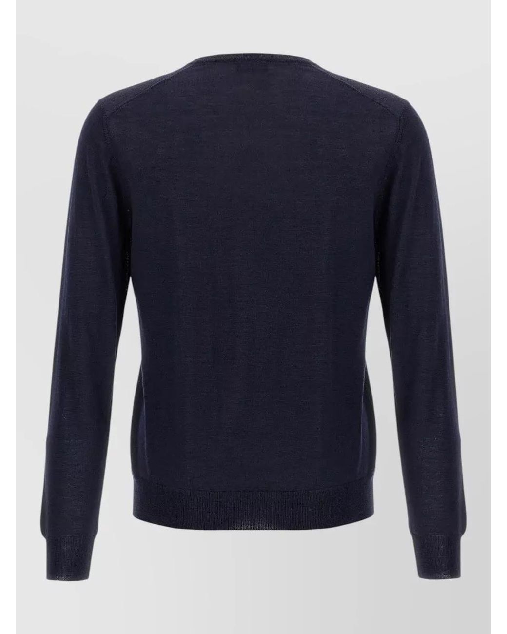 Barba Napoli Blue Wool Silk V-Neck Long-Sleeve Jumper for men