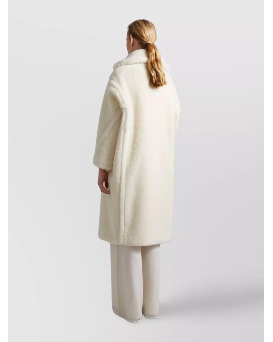 Max Mara Natural Alpaca Wool Silk Oversized Double-Breasted Coat
