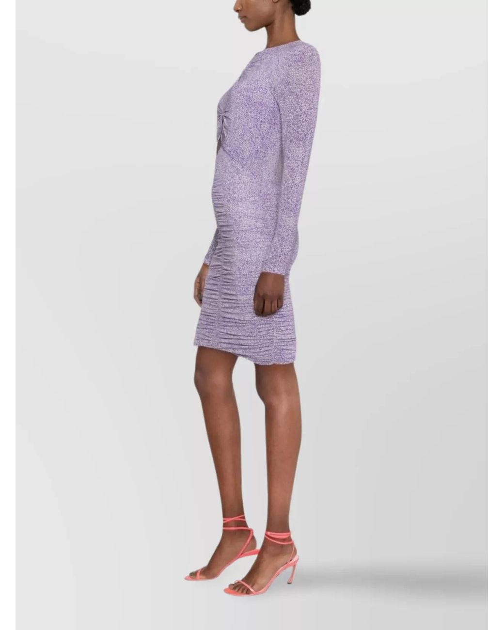 Isabel Marant Purple Cutout Gathered Long-Sleeve Mini Dress