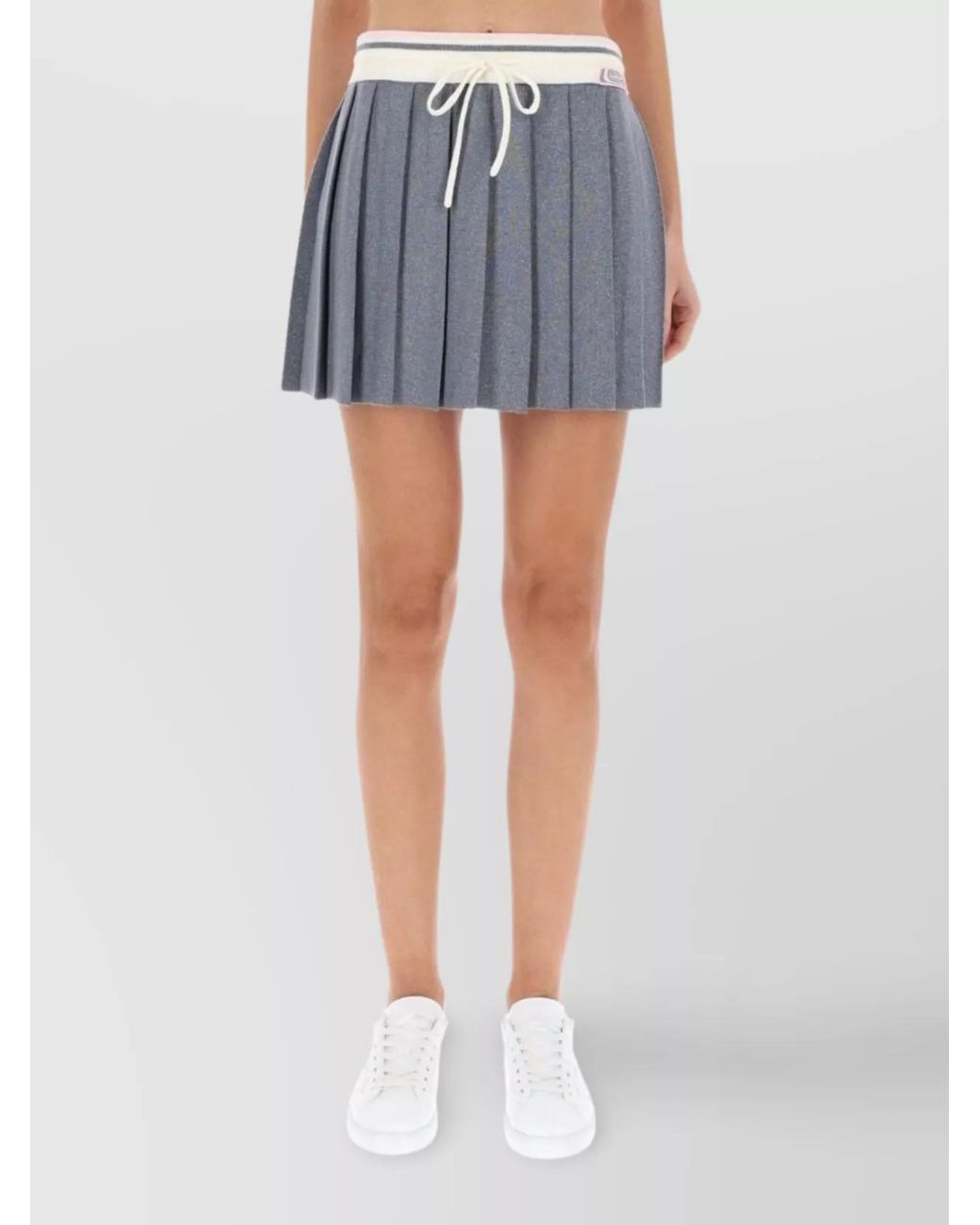 Casablanca Blue Merino Pleated Mini Skirt