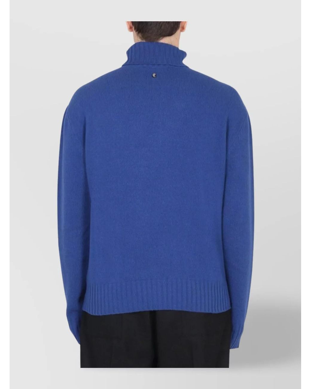 Etro Blue Jacquard Turtleneck Sweater for men