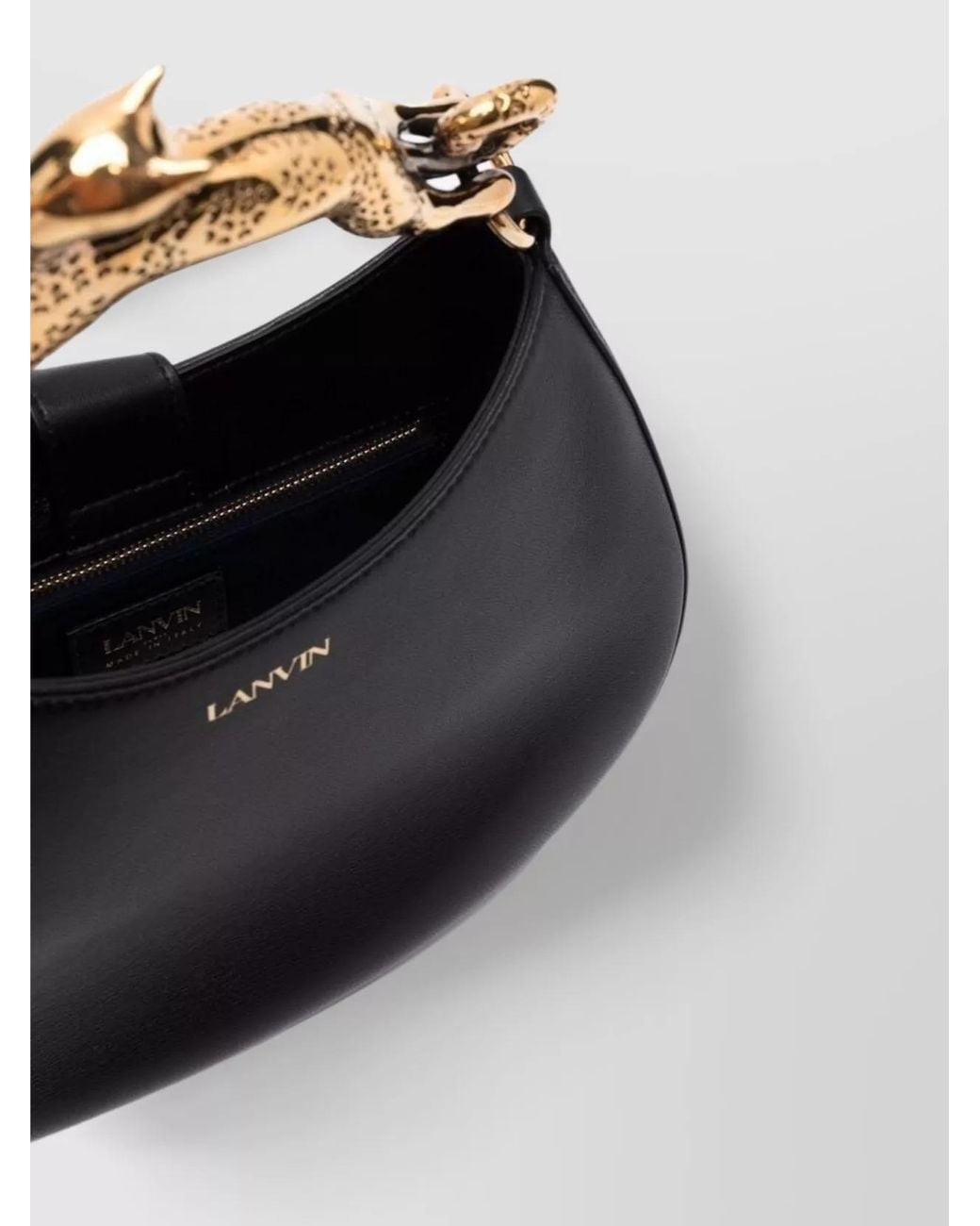 Lanvin Black Hobo Cat Small Leather Shoulder Bag
