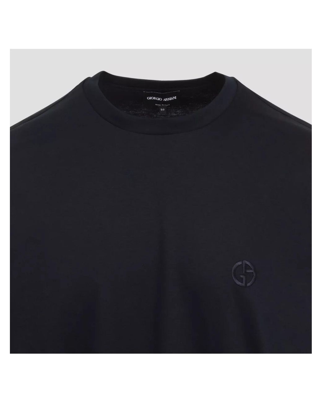 Giorgio Armani Black Cotton Crew Neck T-Shirt for men
