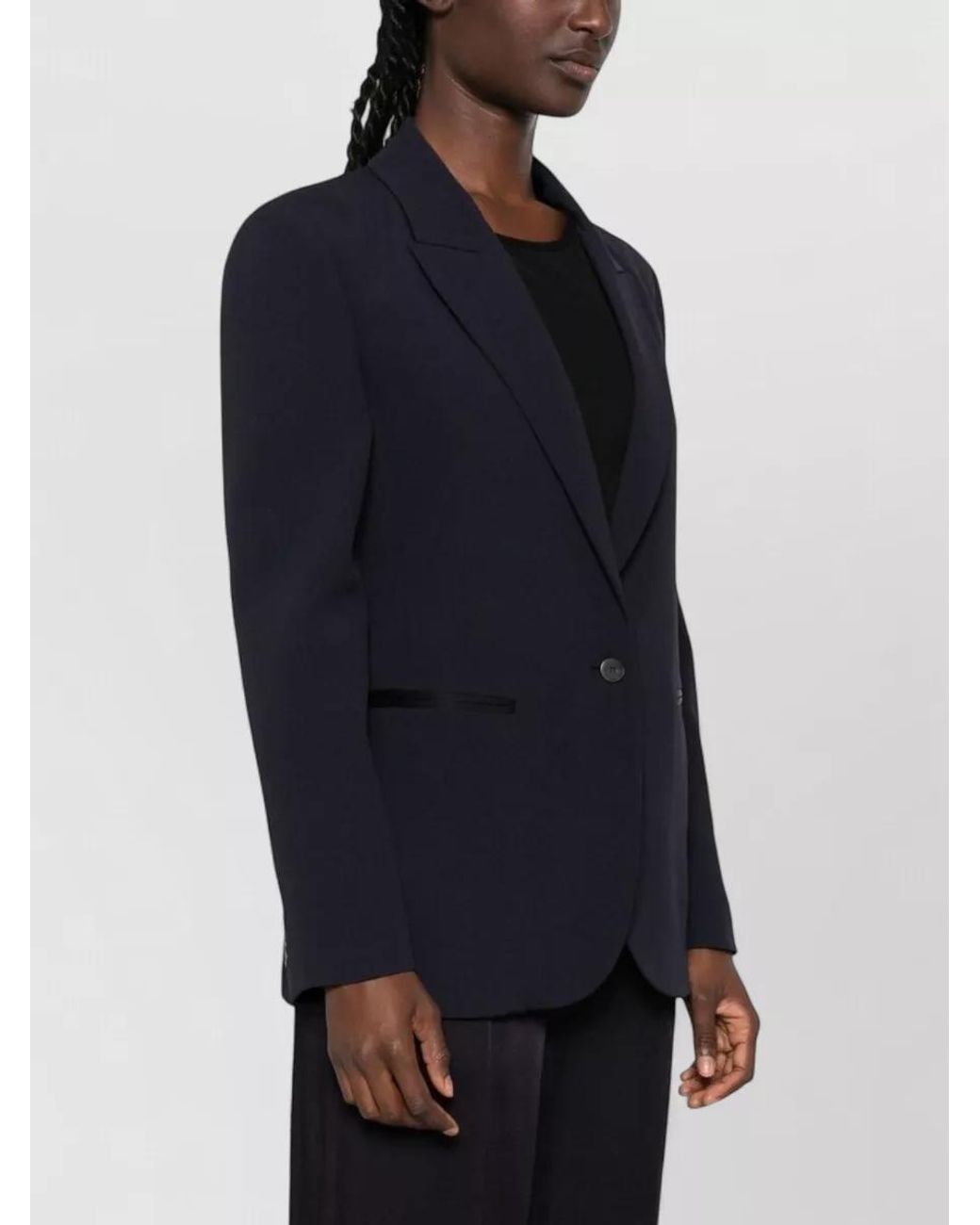 Forte_forte Blue Crepe Single-Breasted Blazer Jacket