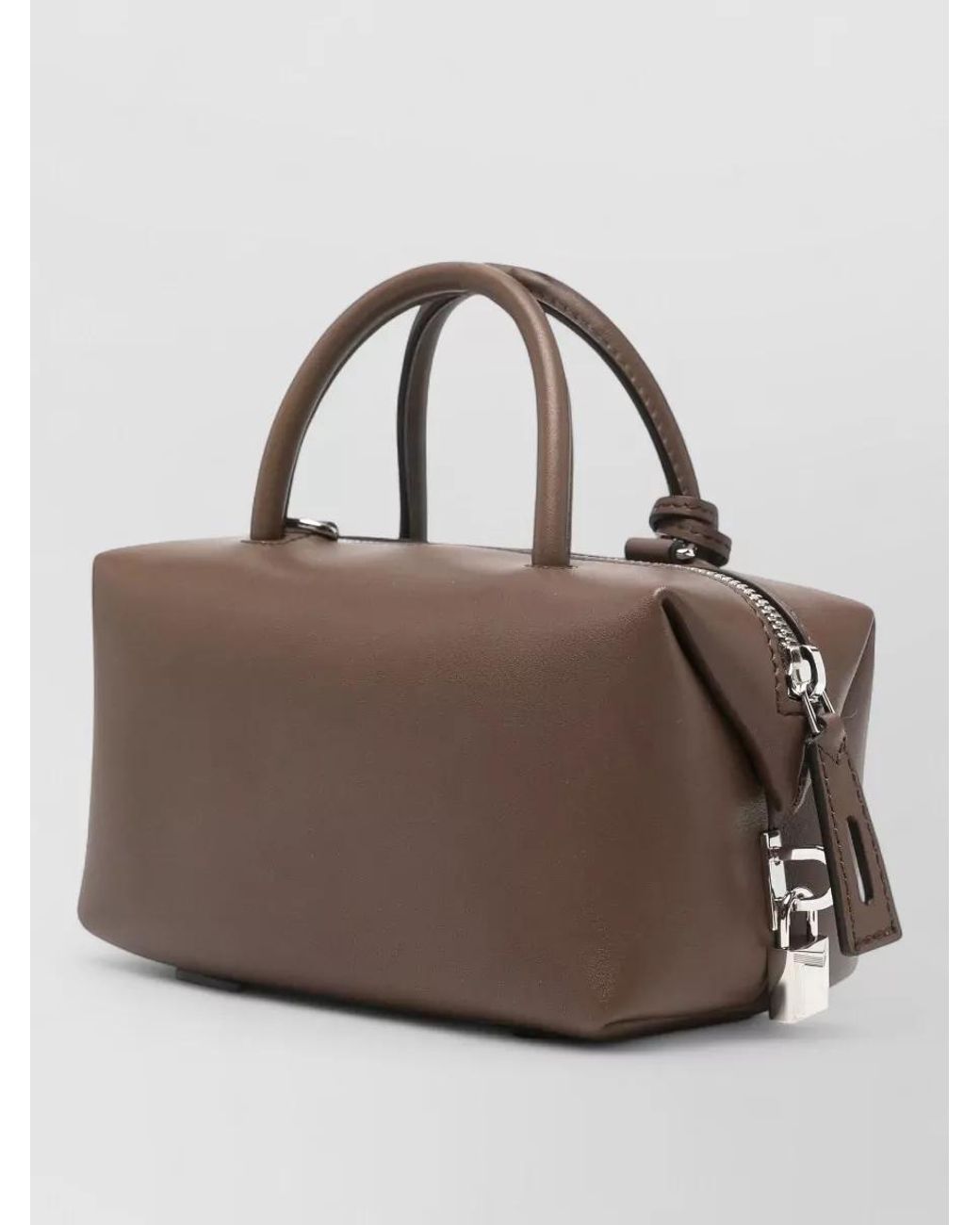 Max Mara Brown Leather Top Handle Clutch Bag
