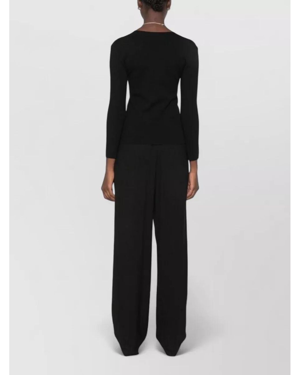 Totême Black Ribbed Slim-Fit V-Neck Knitted Top