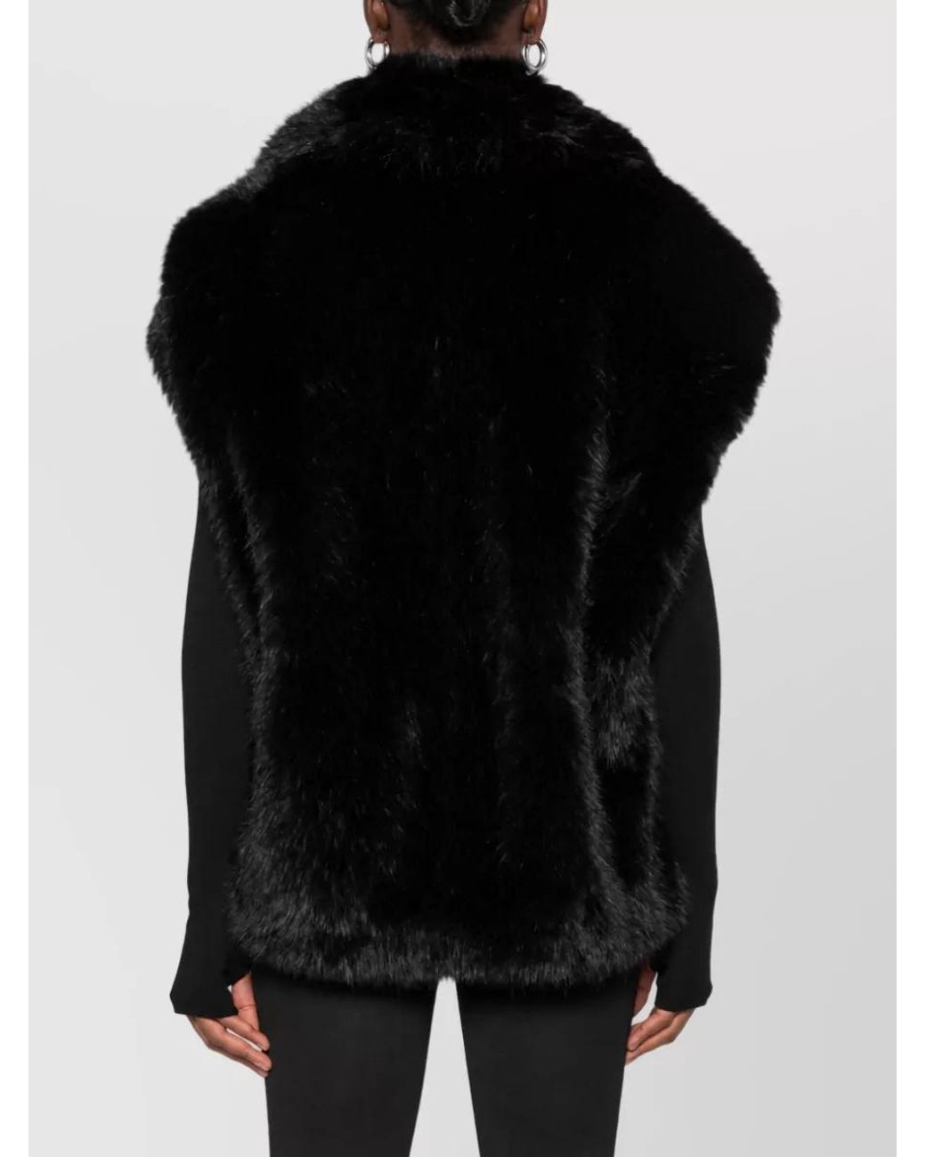 Stand Studio Black Faux Fur Oversized Sleeveless Vest