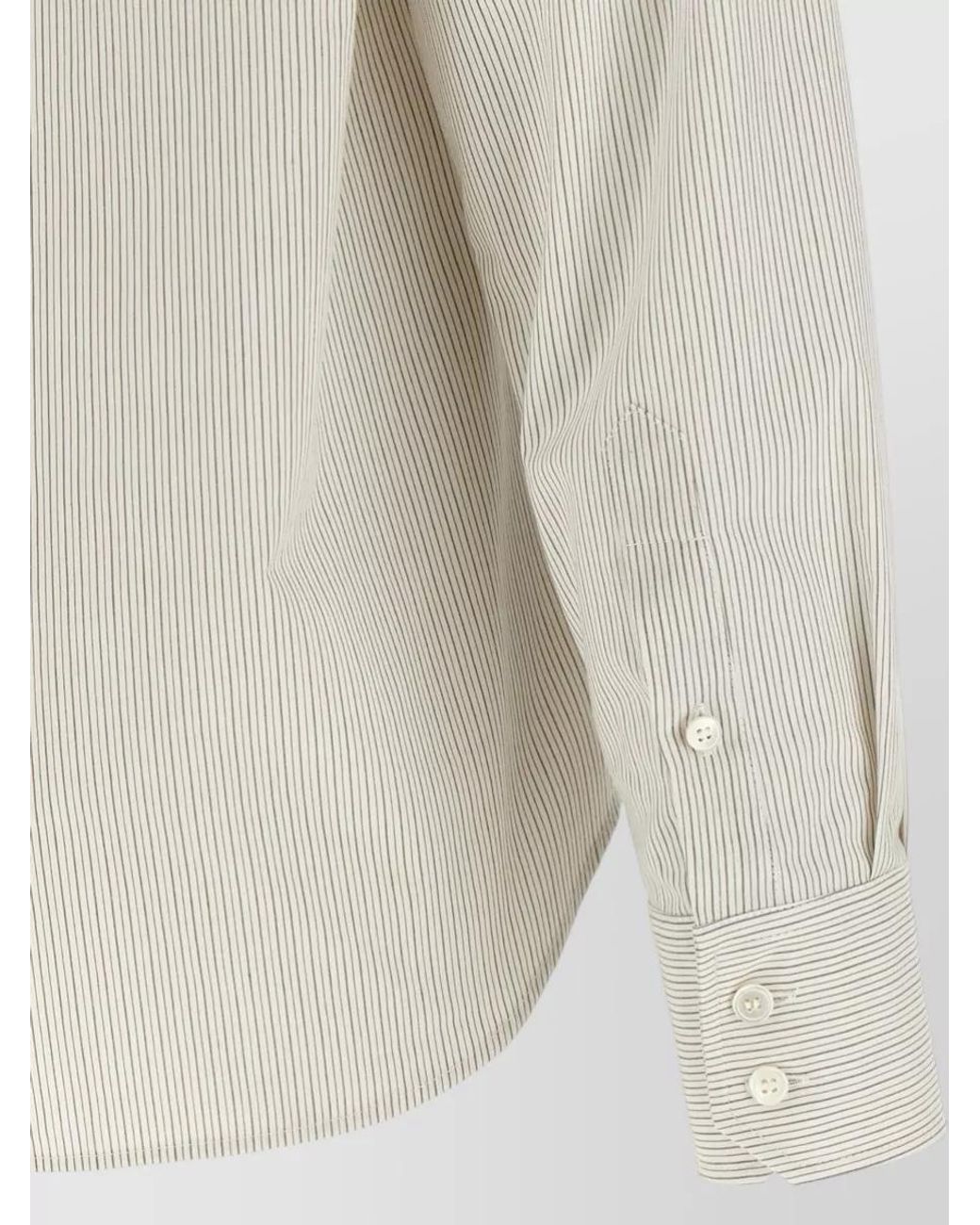 MM6 by Maison Margiela White Striped Relaxed-Fit Collarless Shirt