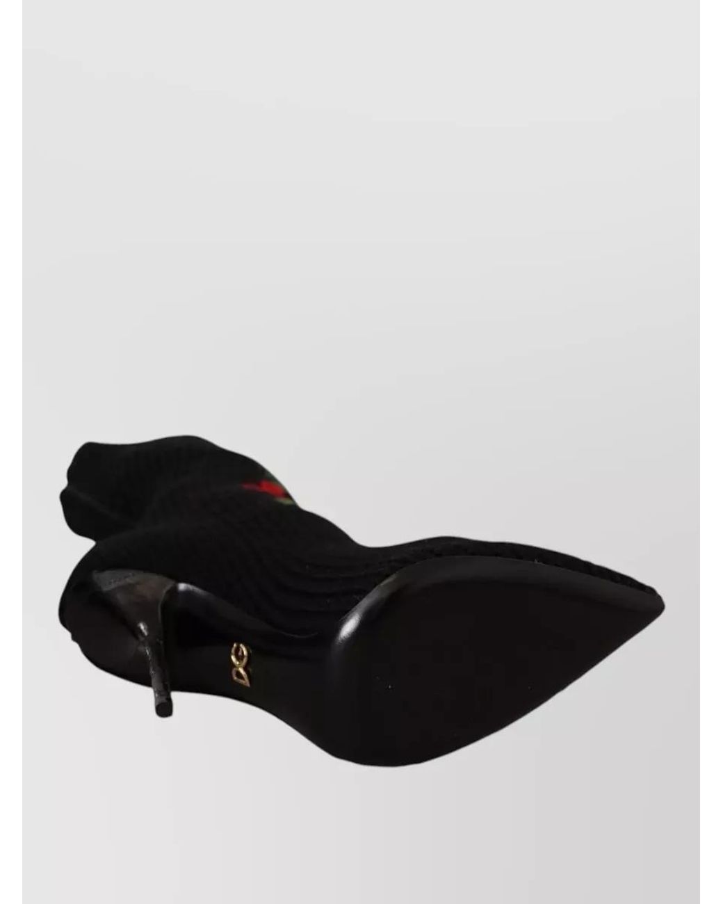 Dolce & Gabbana Black Floral Knit Knee-High Boots
