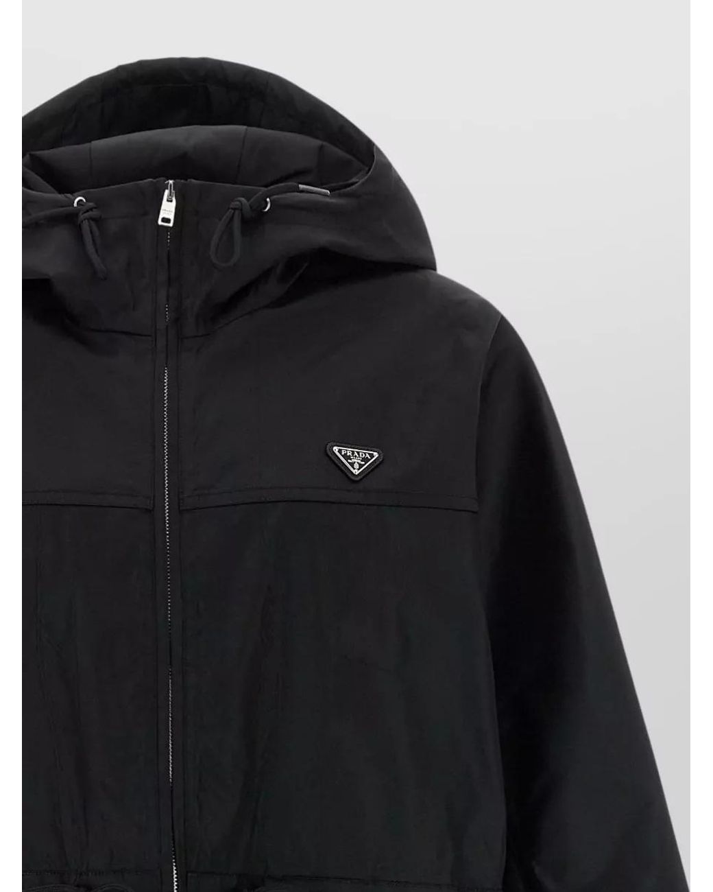 Prada Black Hooded Oversized Technical Raincoat