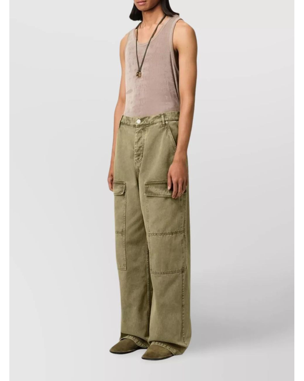AMI Green Straight Trousers for men