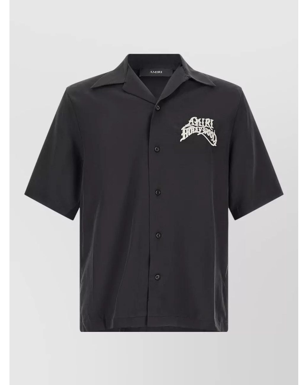 Amiri Black Embroidered Short-Sleeve Camp Shirt for men