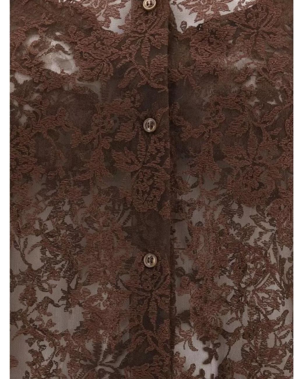 Ermanno Scervino Brown Polyester Shirt