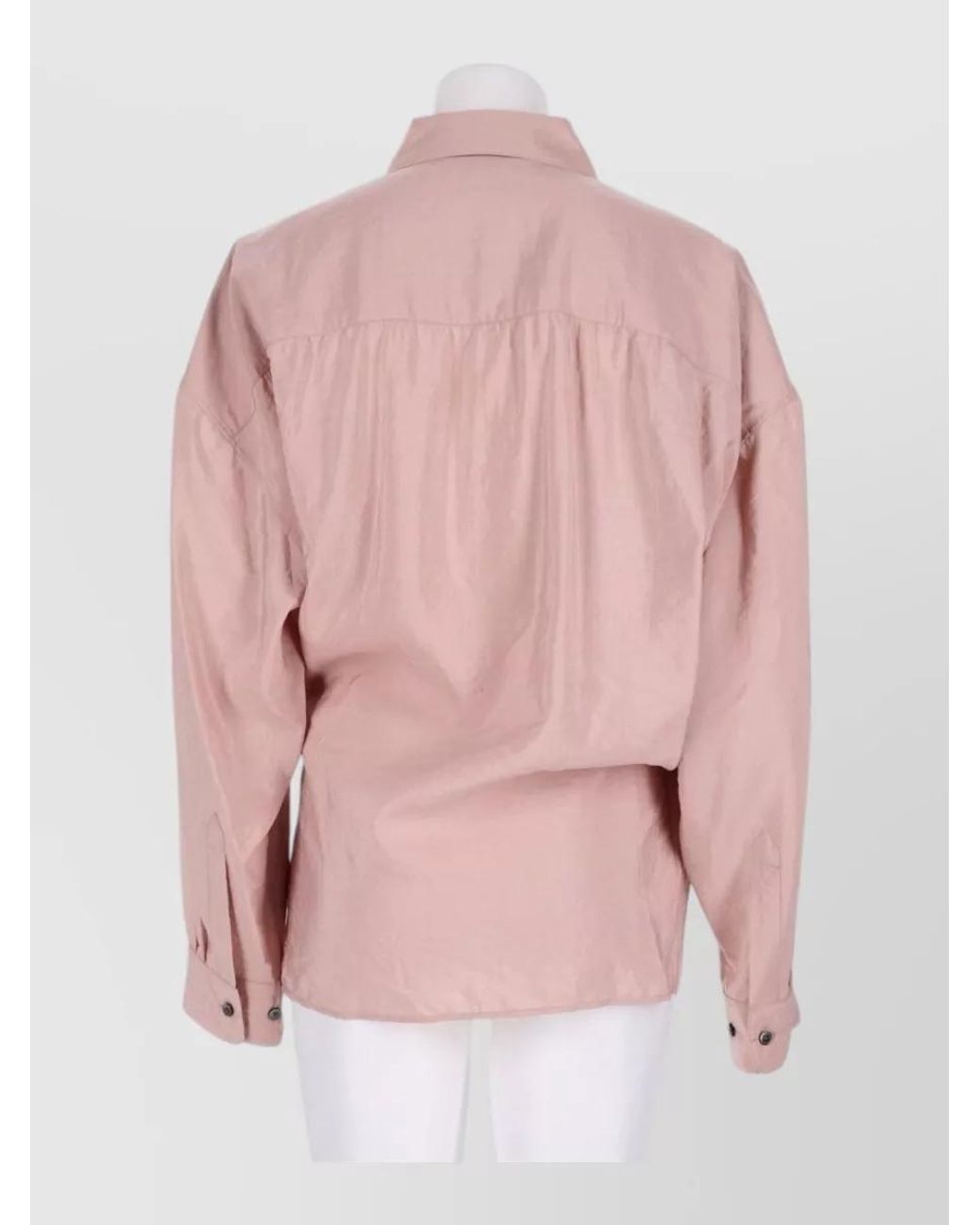 Lemaire Pink Silk Draped Long-Sleeve Shirt