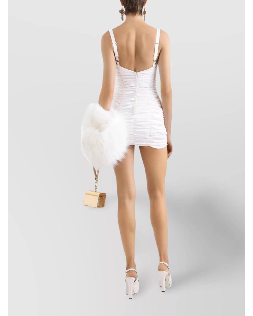 Dolce & Gabbana White Draped Satin Mini Dress
