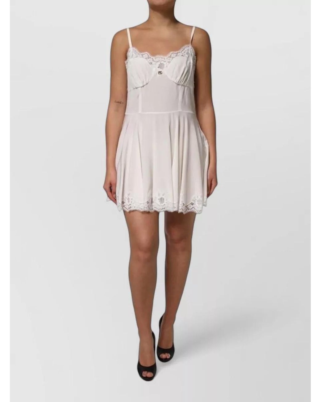 Dolce & Gabbana White Silk Lace Mini Dress