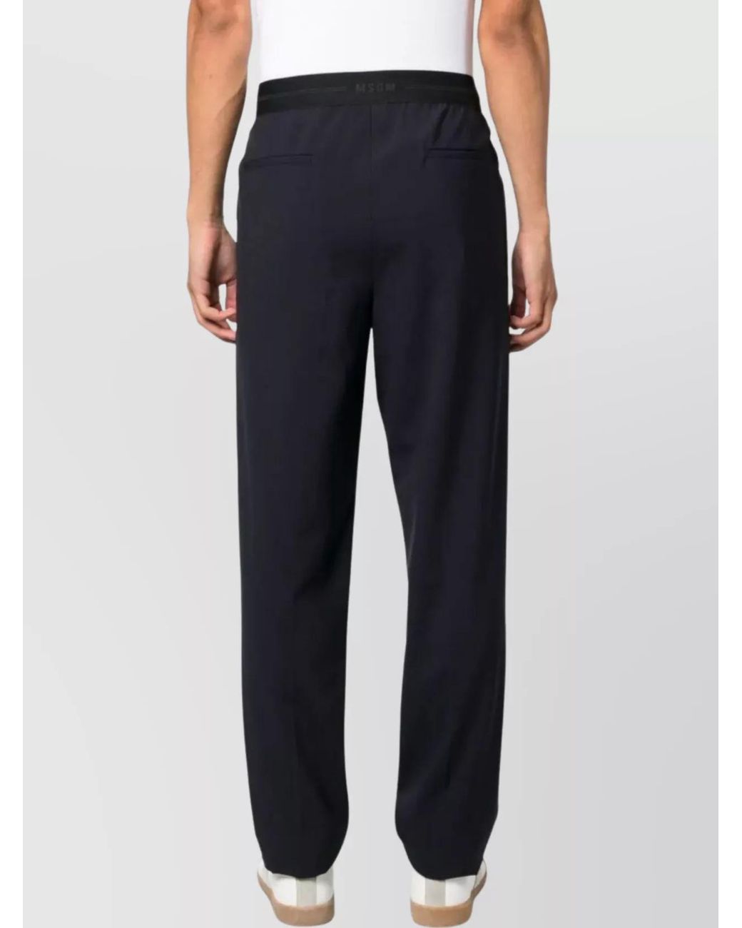 MSGM Blue Virgin Wool Slim-Fit Trousers for men