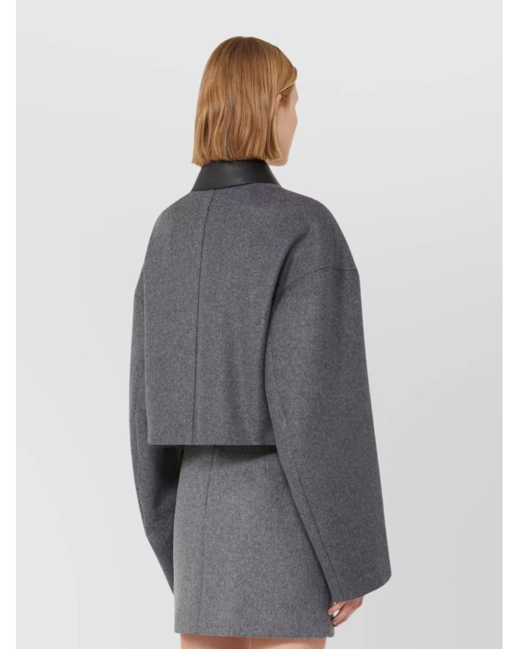 Sportmax Gray Virgin Wool Cropped Boxy Jacket
