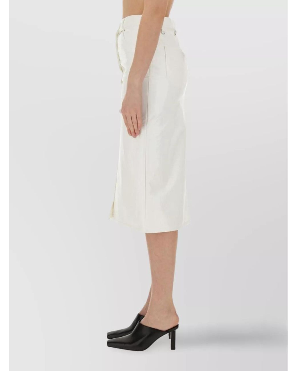 Courreges White High-Waisted Mini Skirt With Buttons