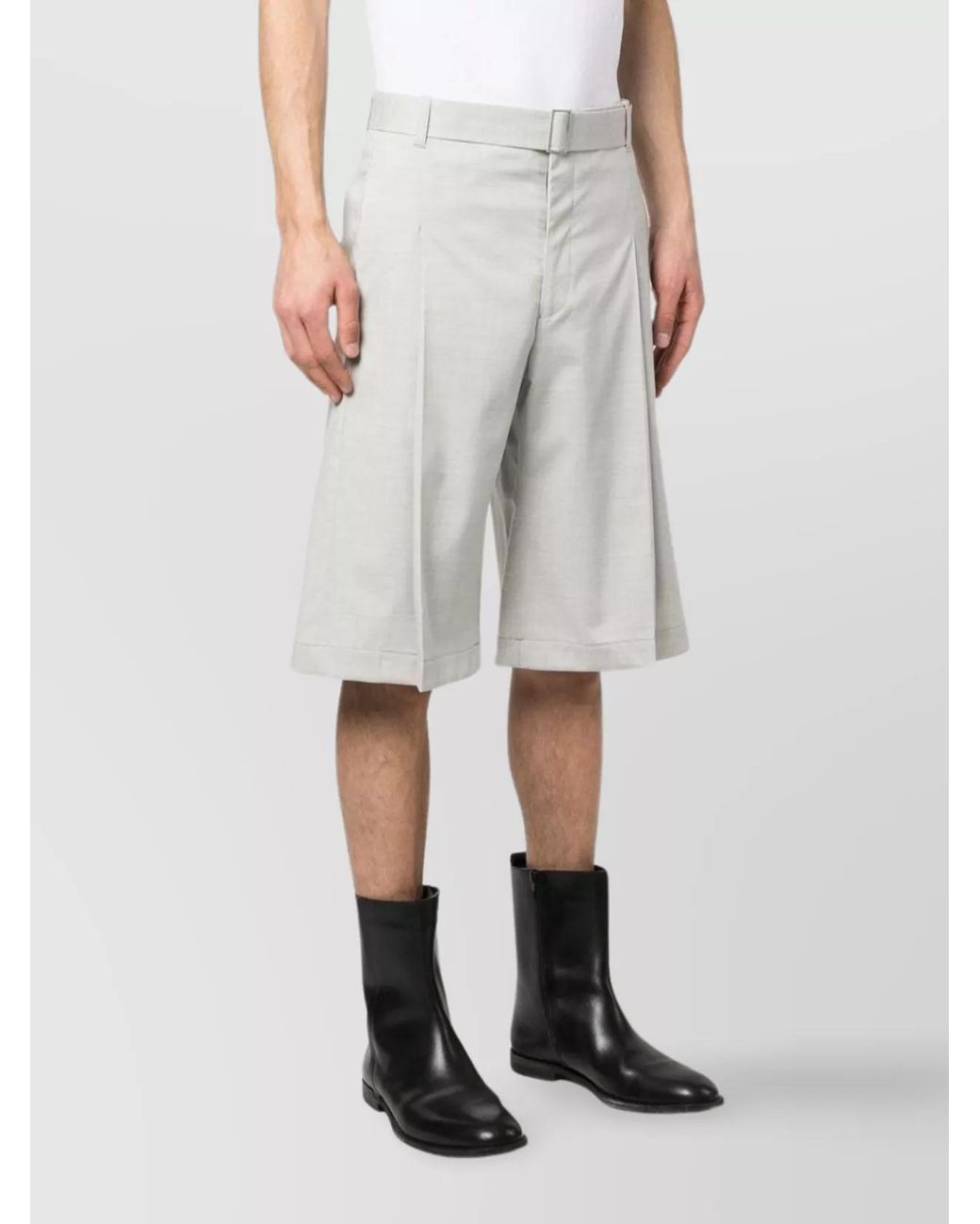 Etudes Studio White Wool Pleated Wide-Leg Tailored Shorts for men