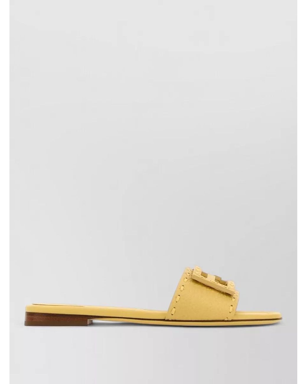 Fendi Yellow Leather Logo-Detail Slides