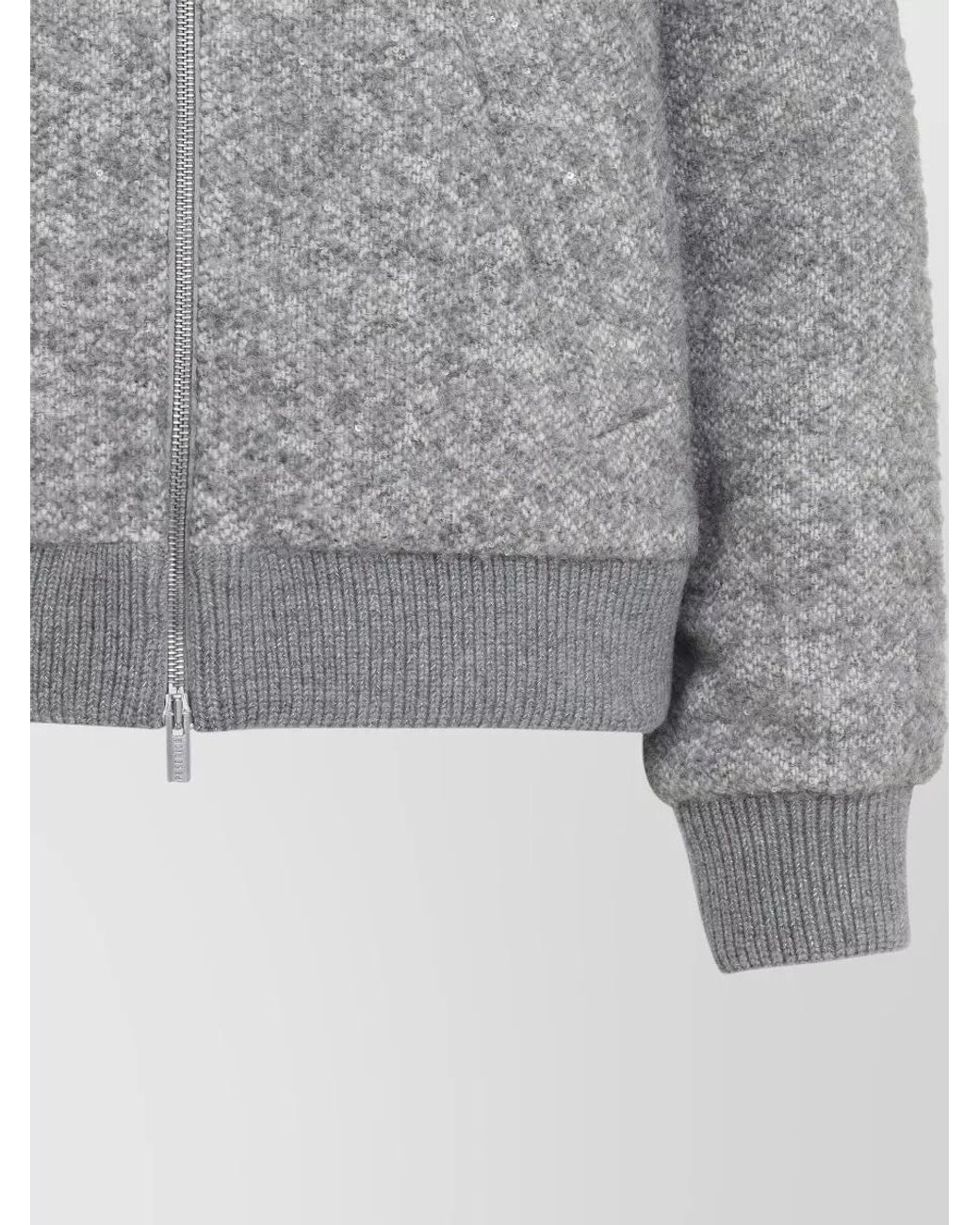 Peserico Gray Bouclé Bomber Jacket