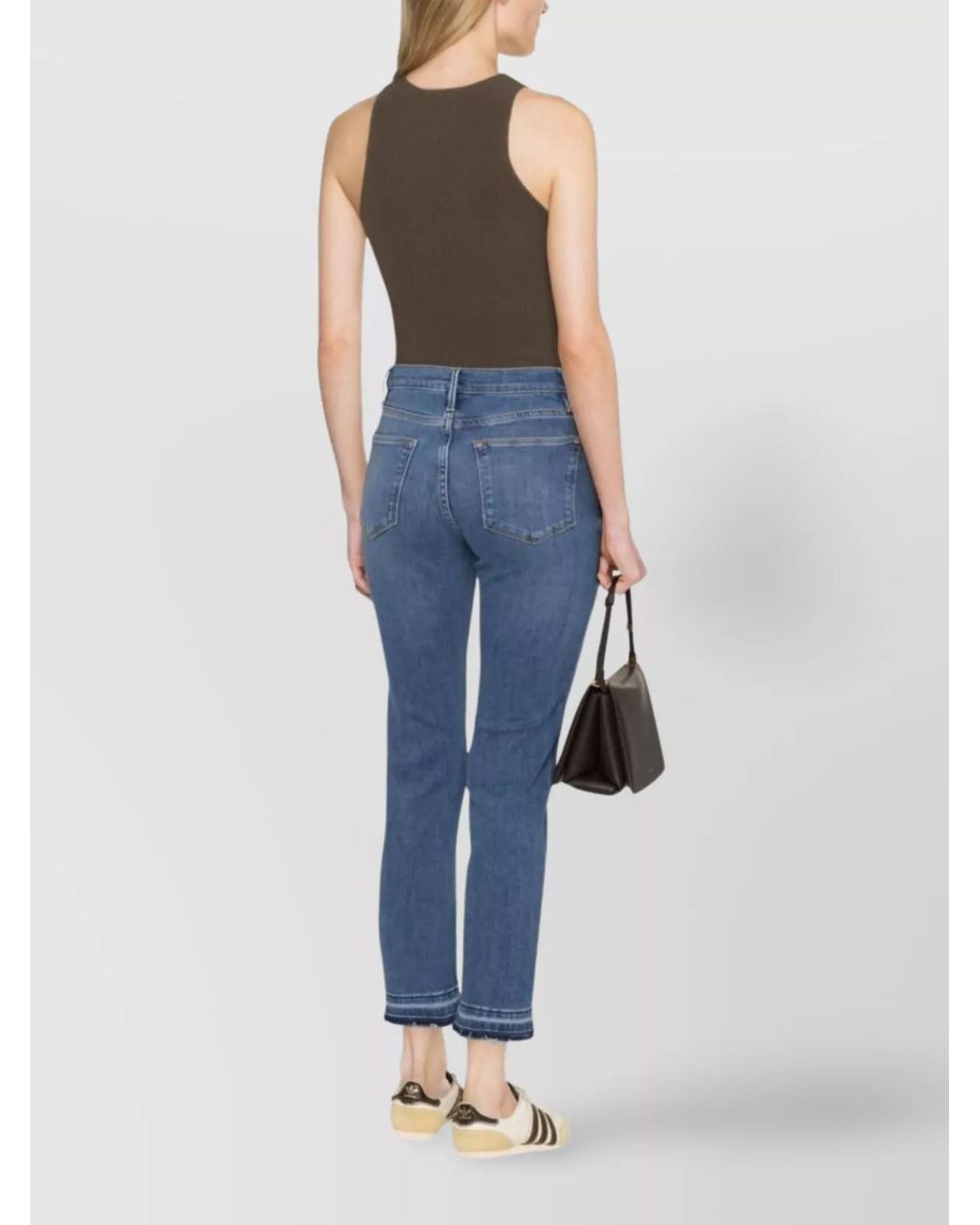 FRAME Blue Cropped Straight-Leg Jeans