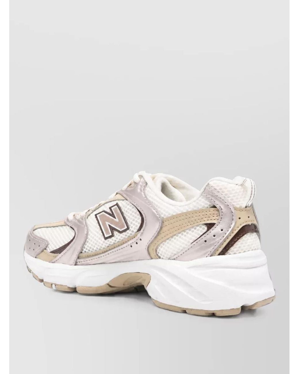 New Balance White Mesh Panel Low-Top Sneakers