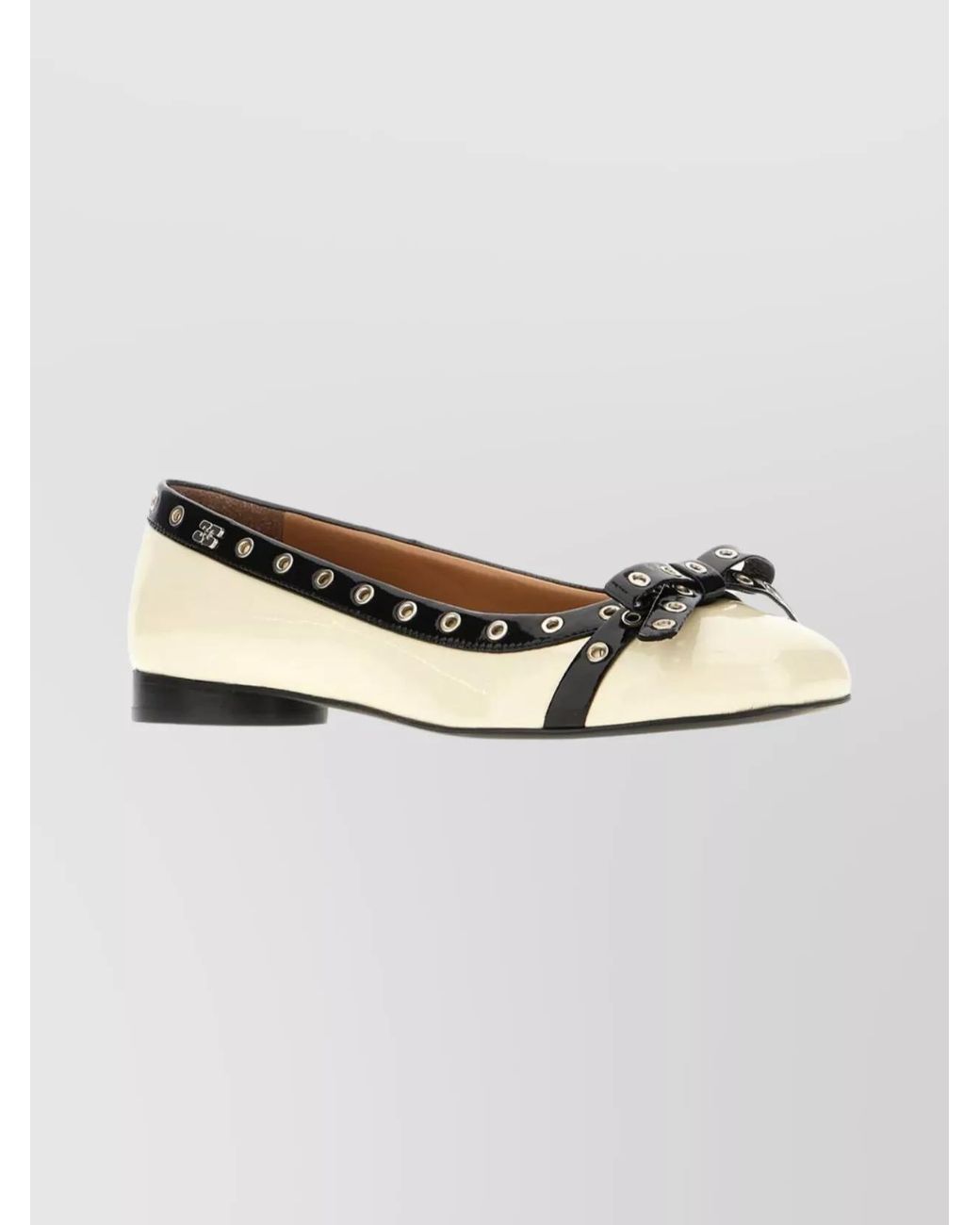Ganni Metallic Leather Ballerina Shoes