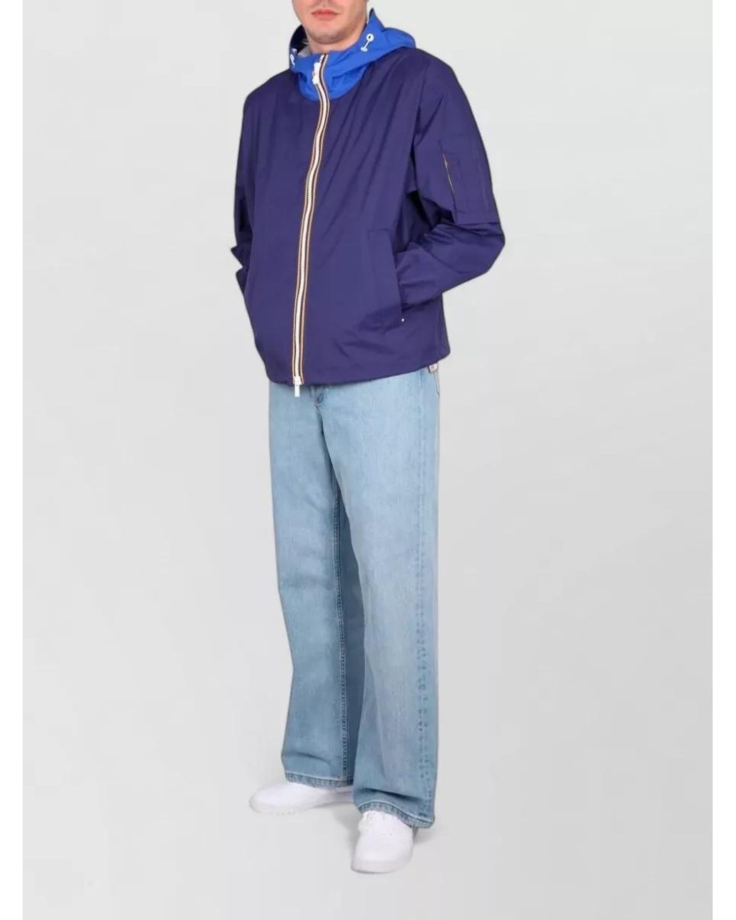 K-Way Blue Hooded Bomber Jacket