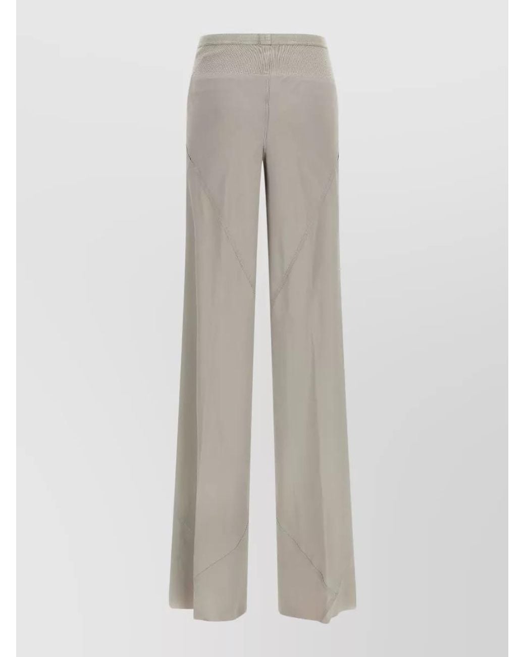 Rick Owens White Silk-Blend Ribbed-Waistband Panelled Wide-Leg Trousers