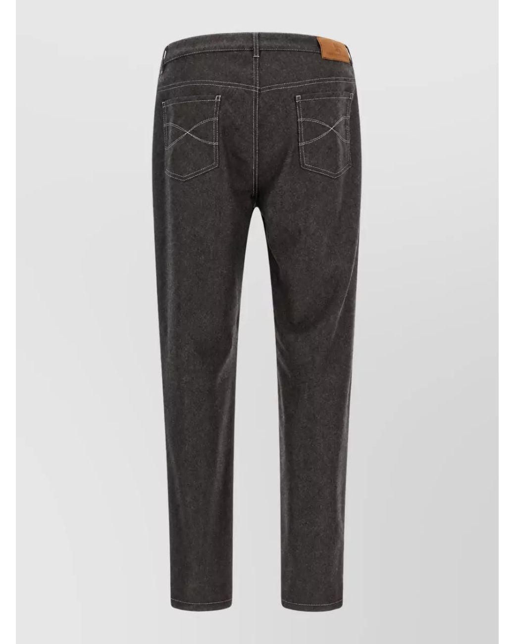 Brunello Cucinelli Gray Virgin Wool Straight-Leg Trousers for men