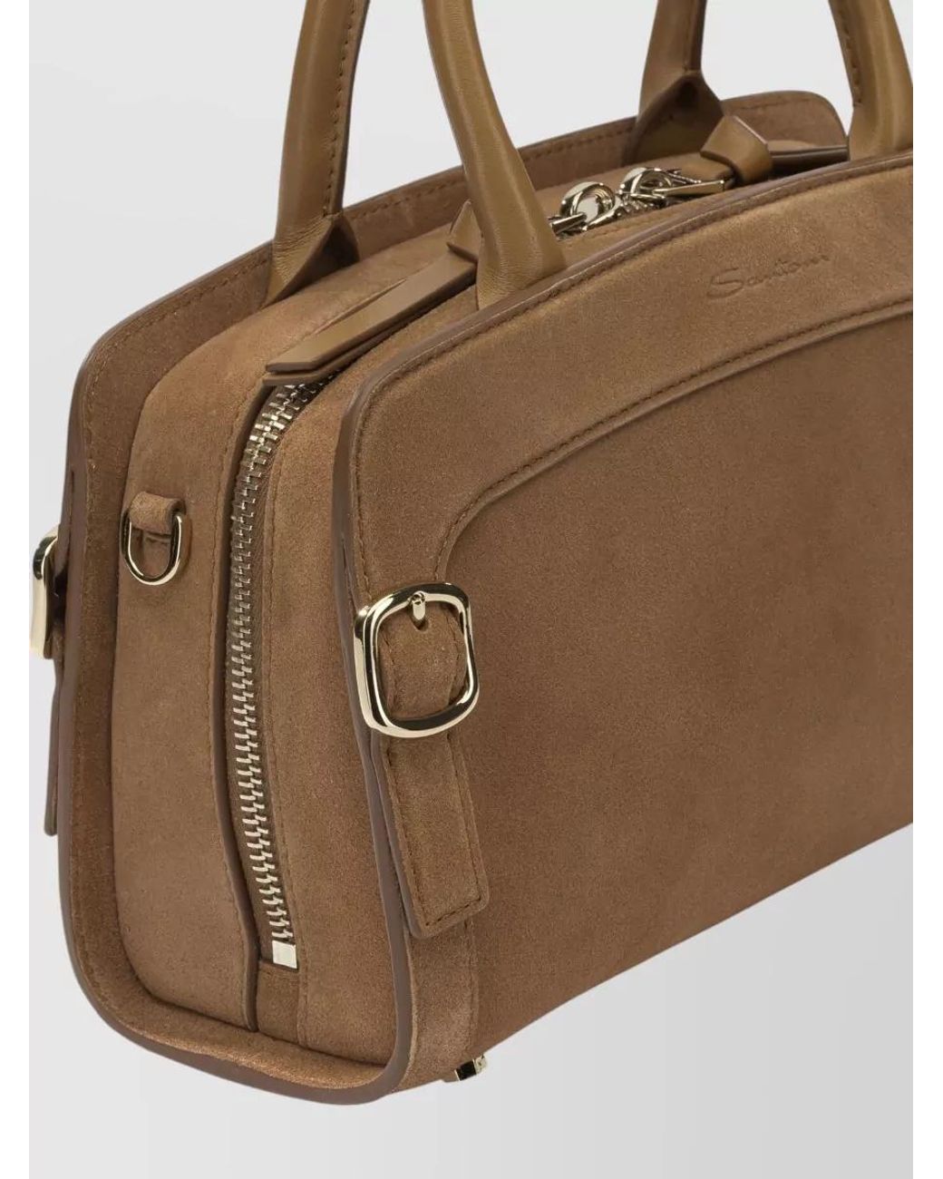 Santoni Brown Leather Shoulder Bag