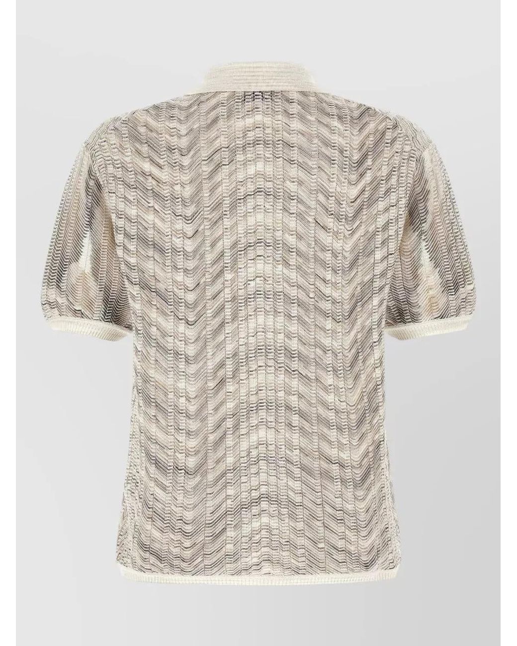 Missoni Natural Zigzag Knit Short-Sleeve Polo Shirt for men