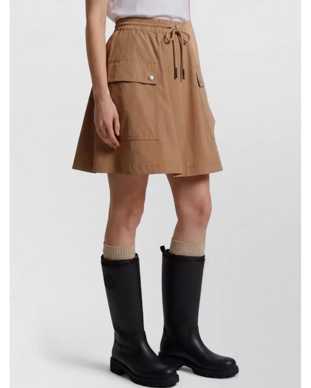 Moncler Natural Mid-Rise A-Line Mini Skirt