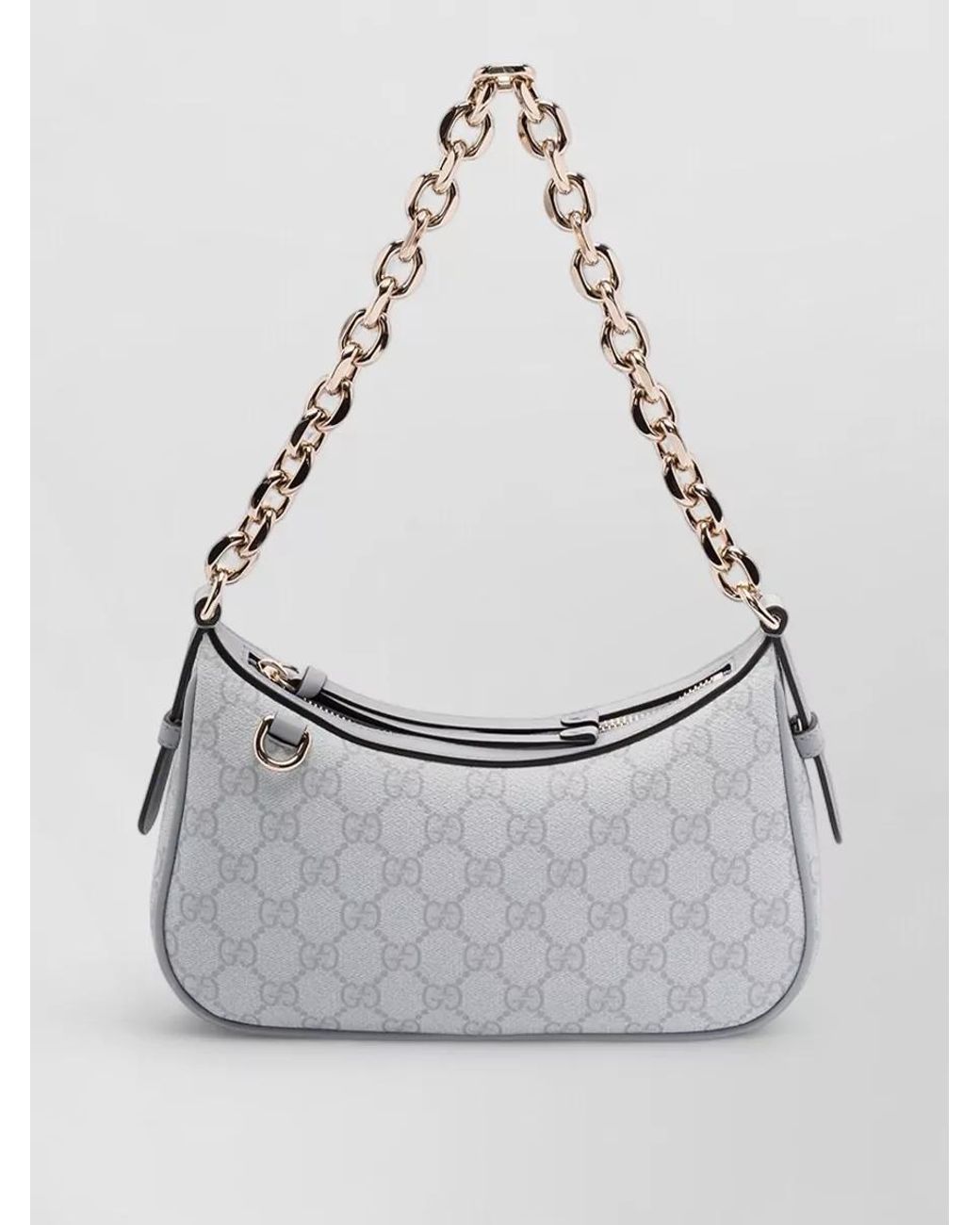 Gucci Gray Gg Enblem Small Fabric Shoulder Bag